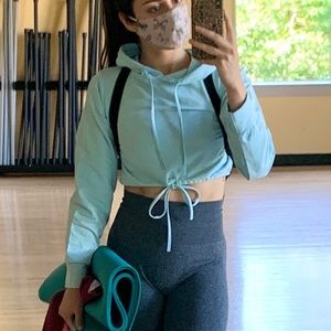 NVGTN cropped tie top, light blue, S